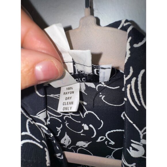 Vintage Jackie Bernard For Eklektic Black & White Floral Dress Size 4‎ Eighties - Picture 11 of 11